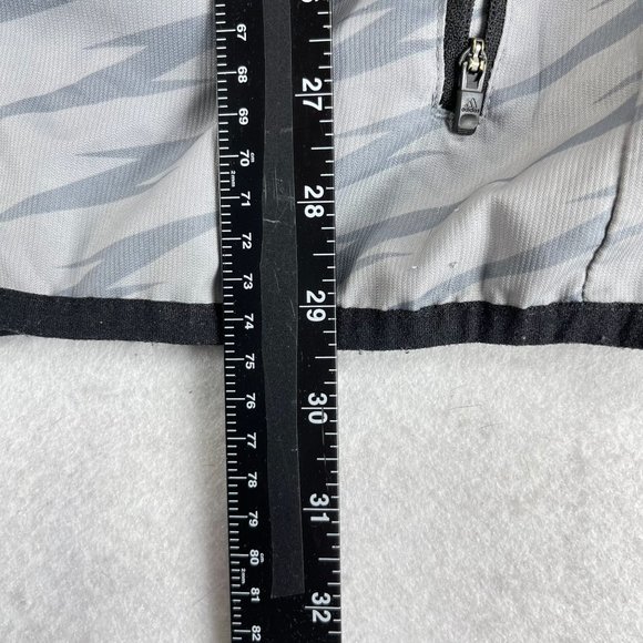 ADIDAS Womens XL Gray Striped Hooded Windbreaker Athletic Full Zip Pockets - Picture 11 of 13